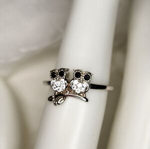 Owl love S925 Ring black Onyx Eyes